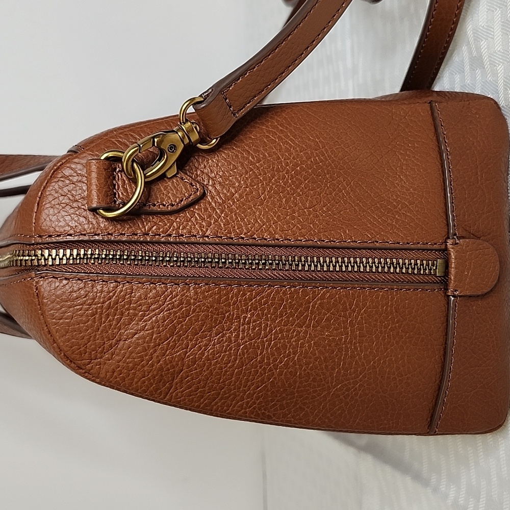 NWT Fossil Brown Leather Satchel NEW - Picture 6 of 16